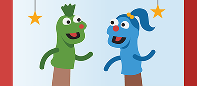 illustration of two hand puppets